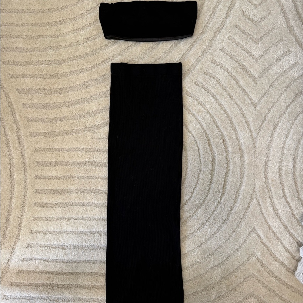 Pepper Mayo Black Strapless Tube Top and Maxi Skirt Set
